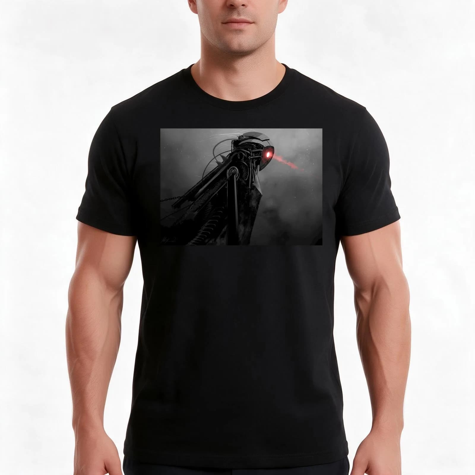 The Watcher EXECUTION Series Post Apocalyptic Scifi Artwork by Austen Mengler T-Shirt, Summer Casual Cotton Tee, 100% Cotton