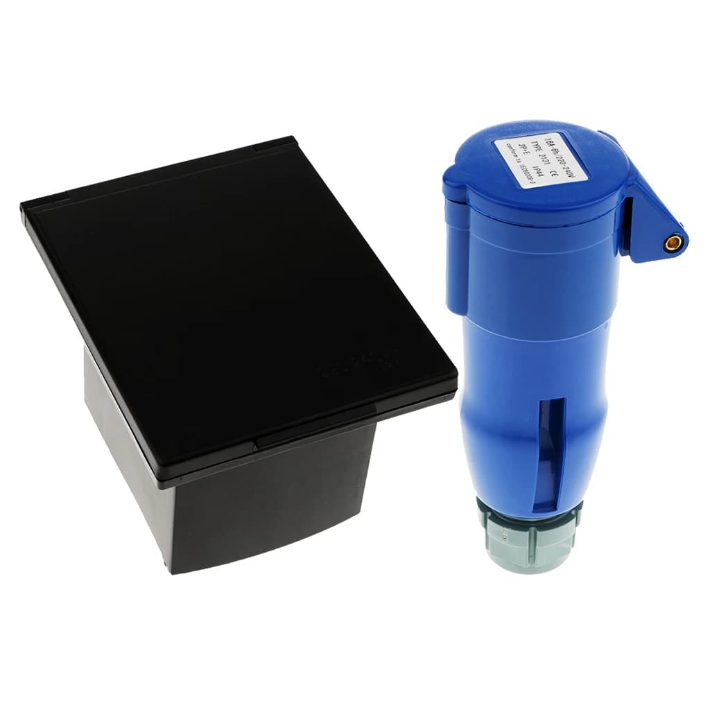 HEYRV High Quality RV Accessories 220V-240V 16A Black External Flush Hook up Waterproof Caravan Motorhome Plug Socket
