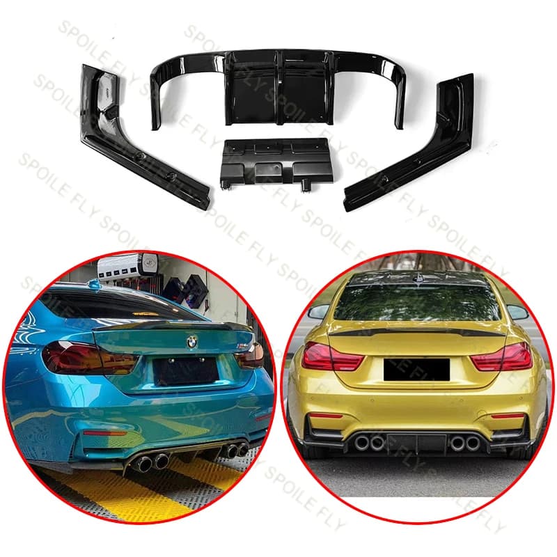 For BMW 4 Series F32 F33 M4 Style 2013-2016 High Quality ABS Car Rear Bumper Lip Spoiler Body Kit Glossy Black Carbon Fiber Look