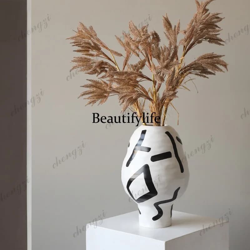 Vase ornament Living Room Flower Arrangement New Chinese-style Ceramic Ornament Homestay Decorative Flower Arrangement