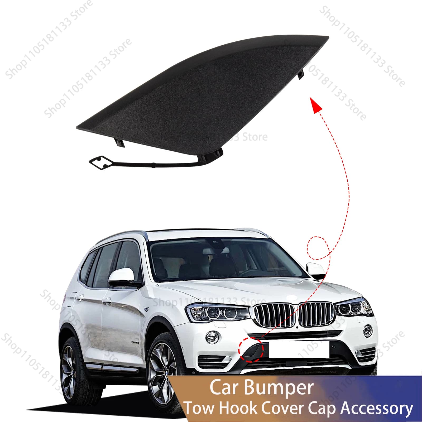 High Durability Premium ABS Front Tow Hook Cover For BMW X3 F25 2015-2017 35iX-28i Passenger Side Towing Eye Cap 511173384