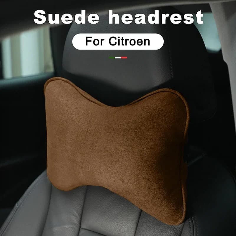 Suede Car Neck Pillow for Citroen Ami Basalt Berlingo C3 Aircross C4 Cactus C5 X - Headrest Cushion for Auto Seats Accessories