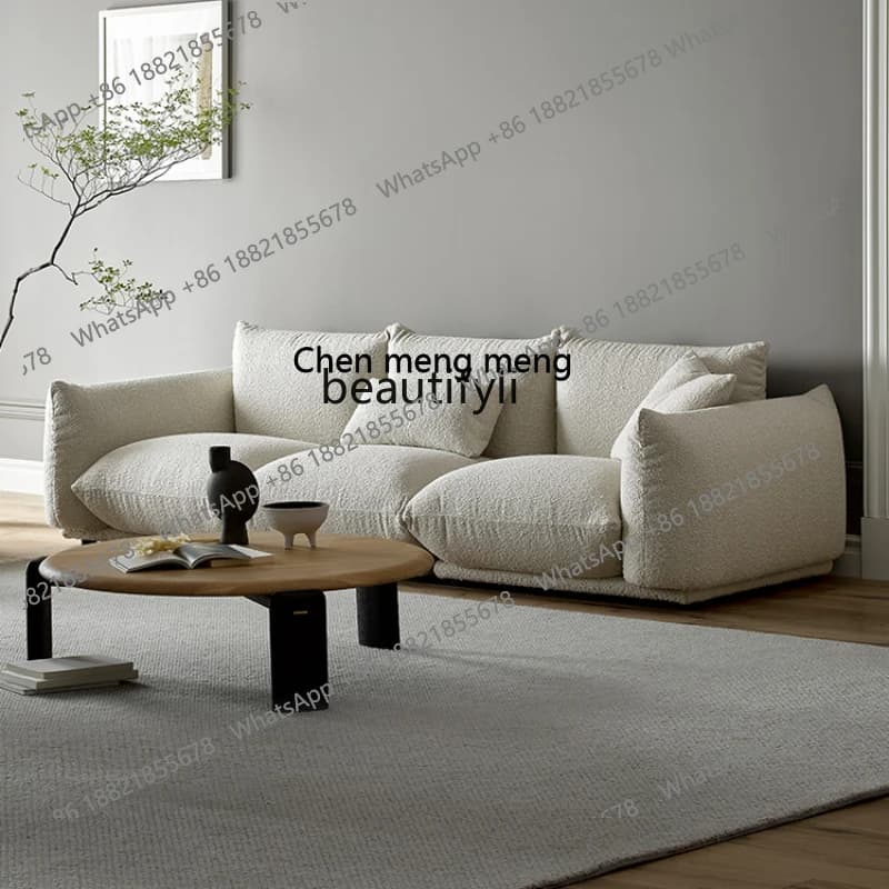 X   Nordic Bread Fabric Sofa Single Three-Seat Silent Style Fleece Small Apartment