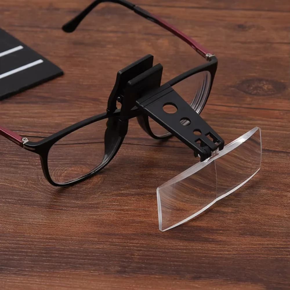 Folding Magnifying Glass Hands Free with Three Sets of Lenses Light Spec Glasses Adjustable Clip on Glasses Optical Instruments