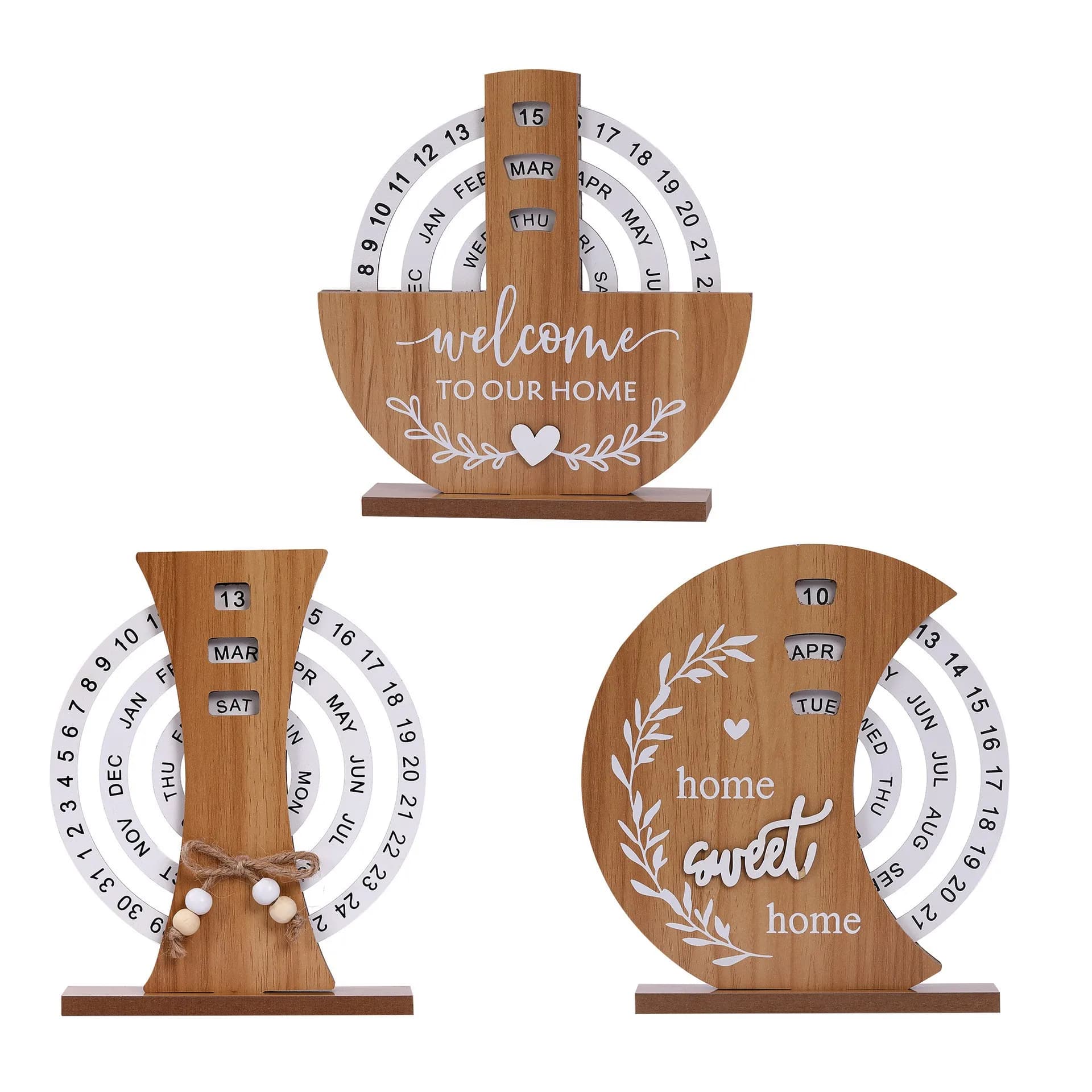 New Wooden Creative Perpetual Calendar for Home Decoration Office Desktop Decoration Manual Rotating Desk Calendar