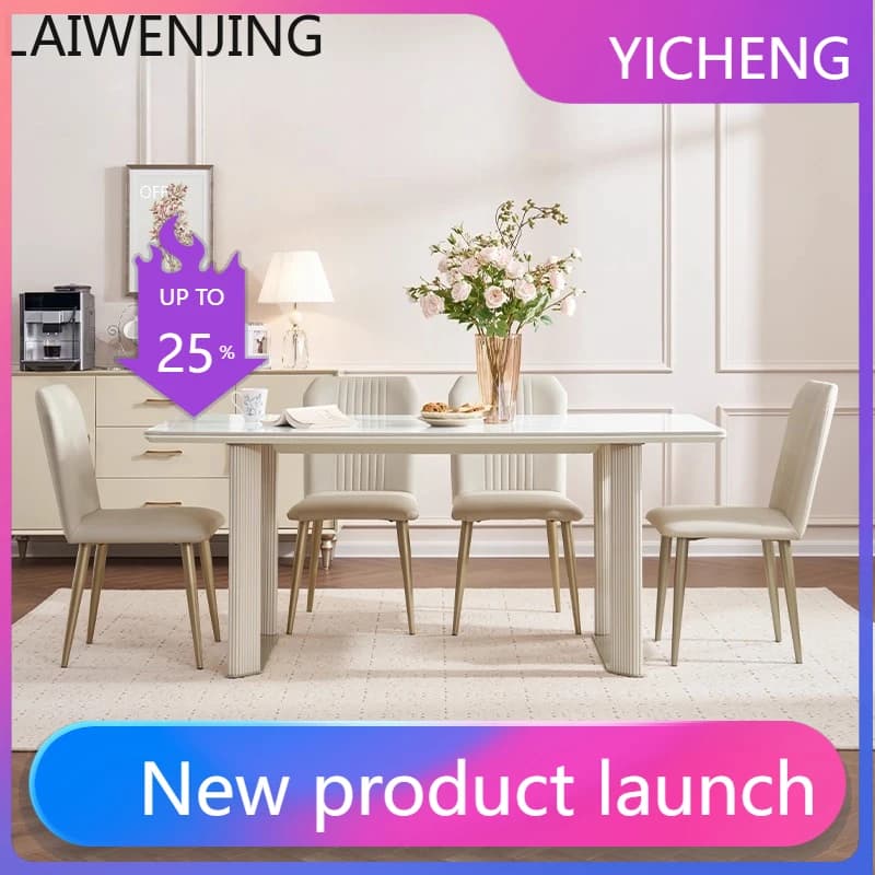 LYY  Light Luxury Rock Plate Dining Table Modern Minimalist Household Small Apartment Rectangular Dining Table