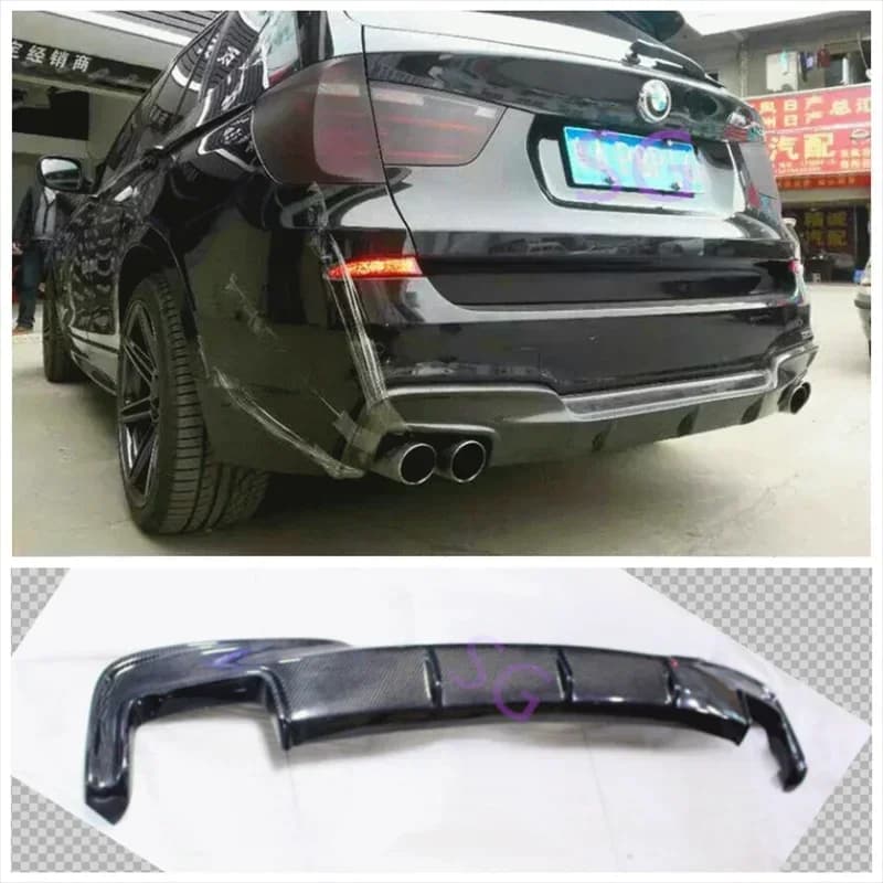 Fits For BMW X3 X3M F25 2014 2015 2016 2017 Real Carbon Fiber Car Rear Bumper Lip Diffuser Trunk Spoiler Body Kit Protector