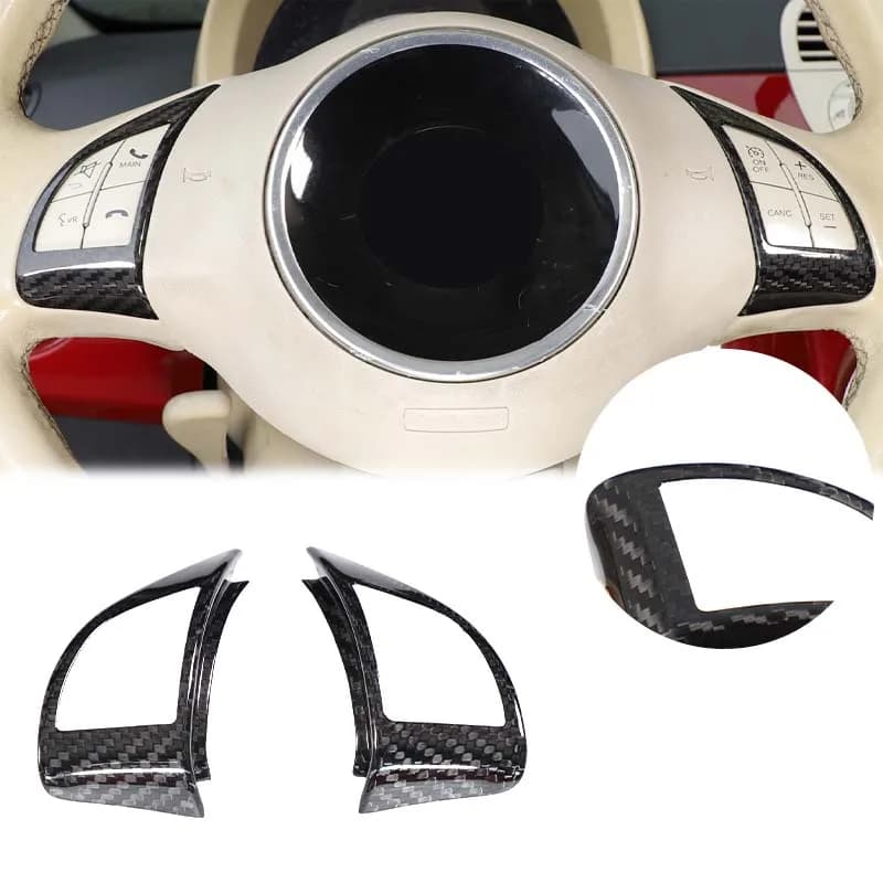 For Fiat 500 Abarth 2008-2015 Real carbon fiber car steering wheel button frame decorative sticker car interior accessories