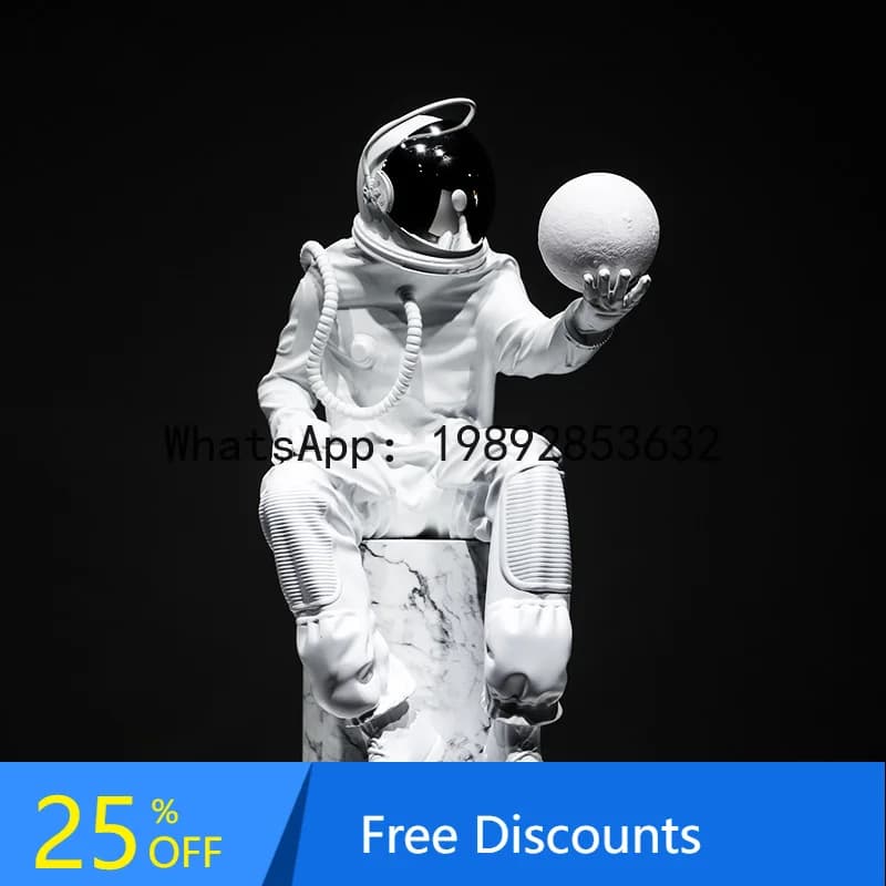 Large Astronaut Floor Statue Space Theme Decorative Sculpture Art