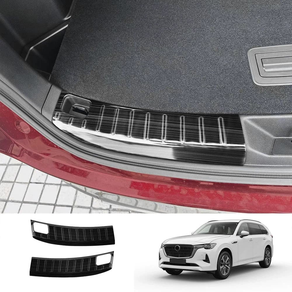 For Mazda CX80 CX-80 Cx80 Car Trunk Threshold Trim Accessories Inner Rear Bumper Foot Plate Frame Protector Stickers 2024 2025