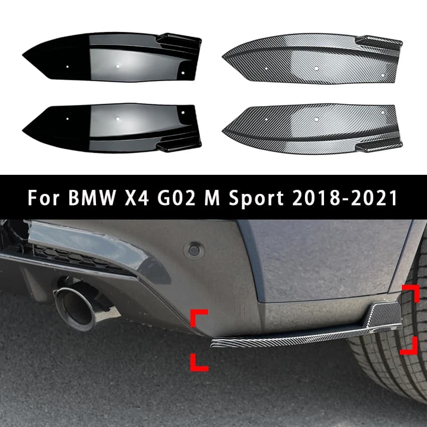 For BMW X4 G02 M Sport 2018-2021 Carbon Fiber Rear Bumper Lip Diffuser Car Side Spoiler Air Vent Canard Splitter Accessory