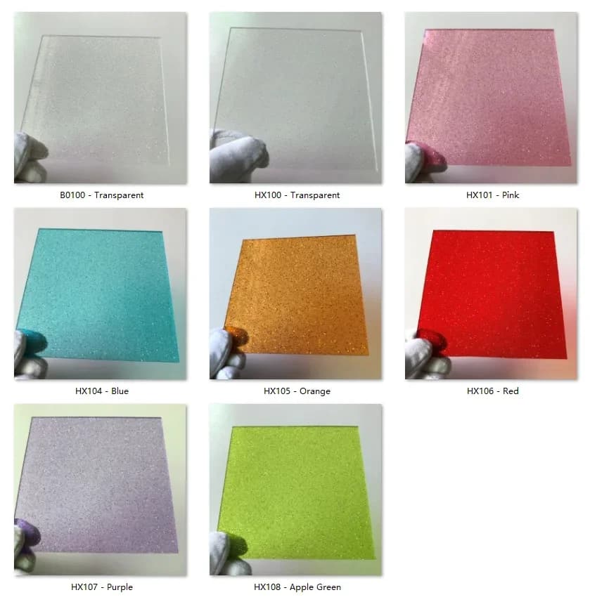 Clear Sparkle PMMA Panel 3mm Thick,8 Color Options for DIY Craft & Art Ornament Decoration