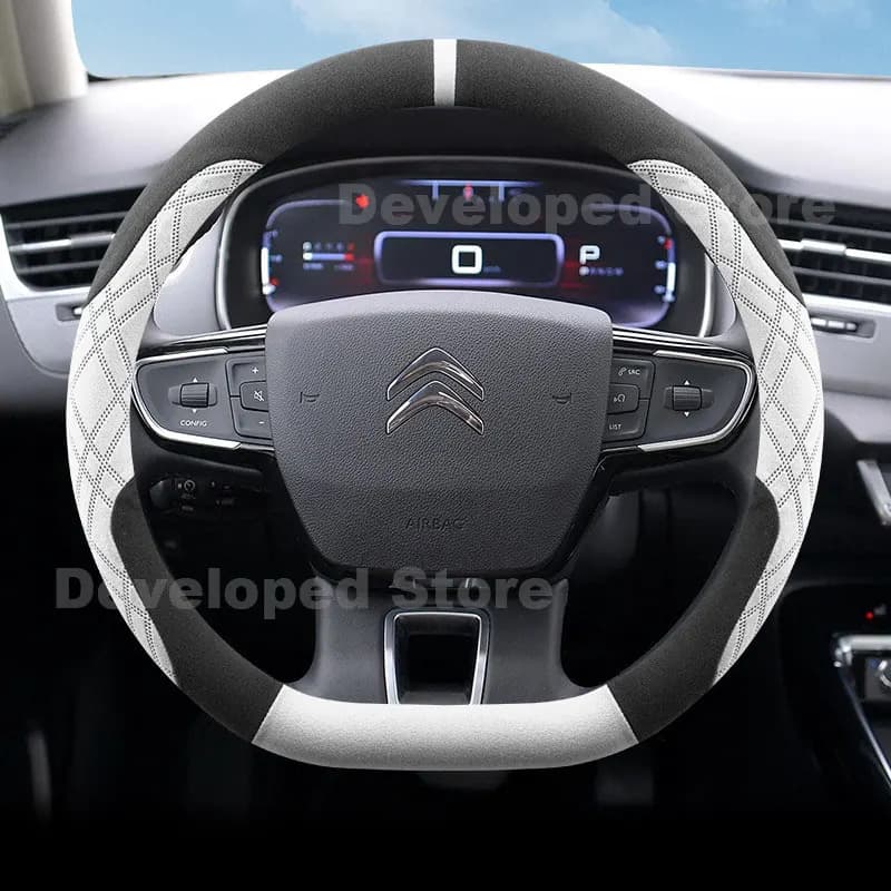 Suede Warm Car Steering Wheel Cover For Citroen C3 II III C3 AIRCROSS Berlingo C4 Picasso 2017-2020 2021 Heating Steering Cover