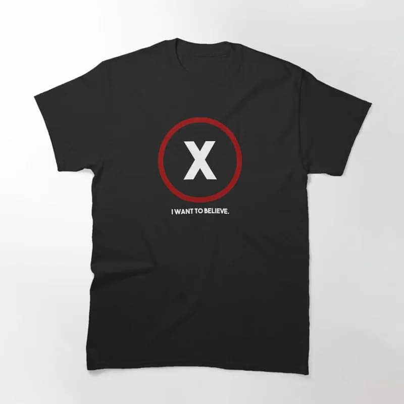 Believe Trust No One Vintage Sci fi tv series The X Files Gift t shirt 0305 Retro Alien movie Graphic clothes All size top S-6XL