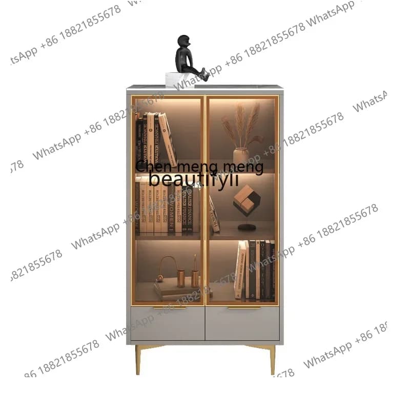 cn8350 LHY zqChildren's Bookcase Light Luxury Storage Cabinet with Glass Door Free Combination Storage Cabinet Living Room Displ