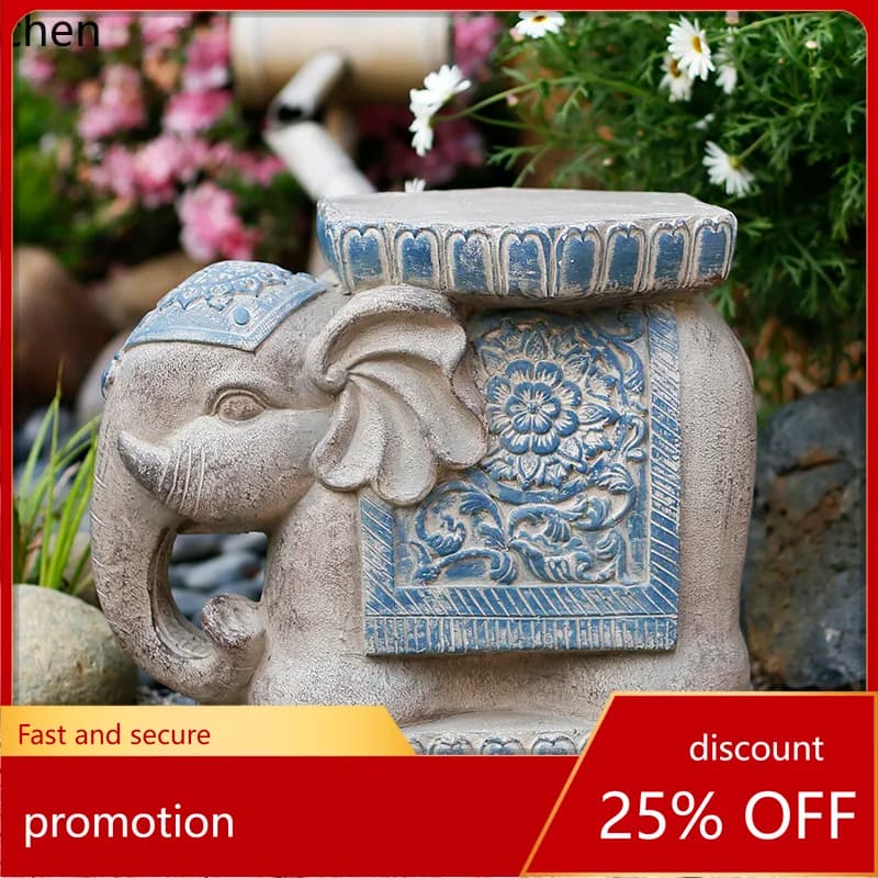 CZ stone pier flower pot base Chinese courtyard entrance door garden imitation stone carving arrangement decorative ornament