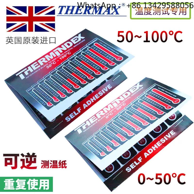 For Thermax reversible temperature measuring paper 0-50 ℃/50-100 ℃ reusable temperature measuring stickers 10 strips/book