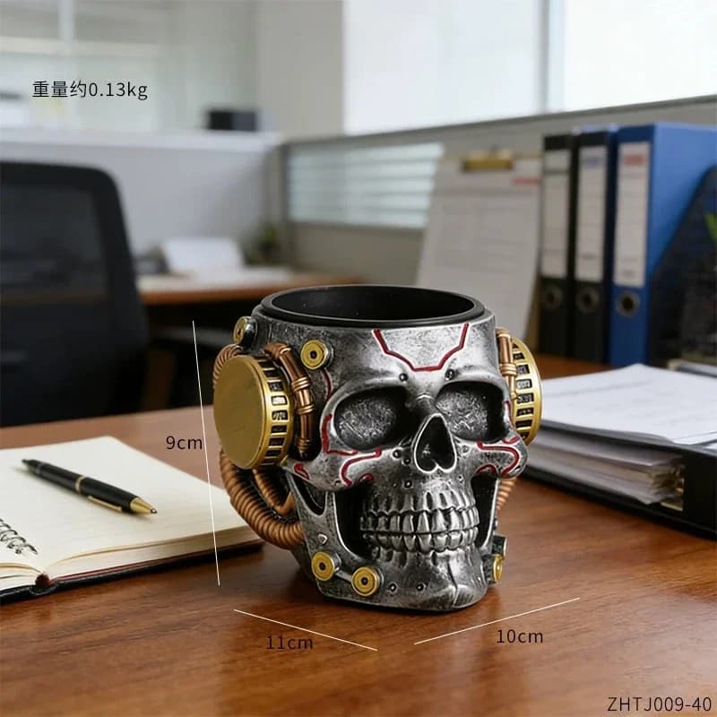 NEW Mechanical Skull Pen Holder Desktop Ornament Multifunctional Storage Box Office Desktop Decoration Ornament Gift