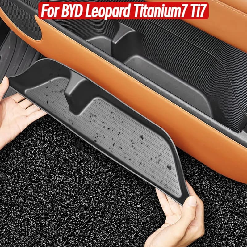 Car Door Storage Box For BYD Leopard Titanium7 Ti7 Accessories 2025 2026 Auto TPE Door Slot Silicone Storage Pad