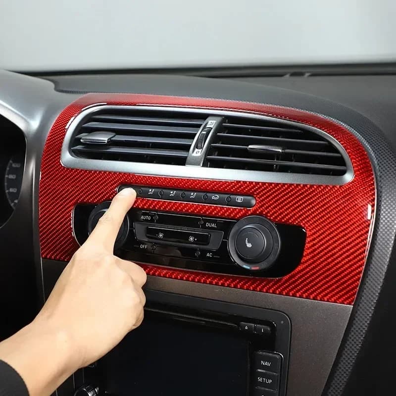 For Seat Leon 2008-2012 Soft Carbon Fiber Car Air Conditioner Vent Panel Cover Trim Stickers Car Interior upgrade Accessories
