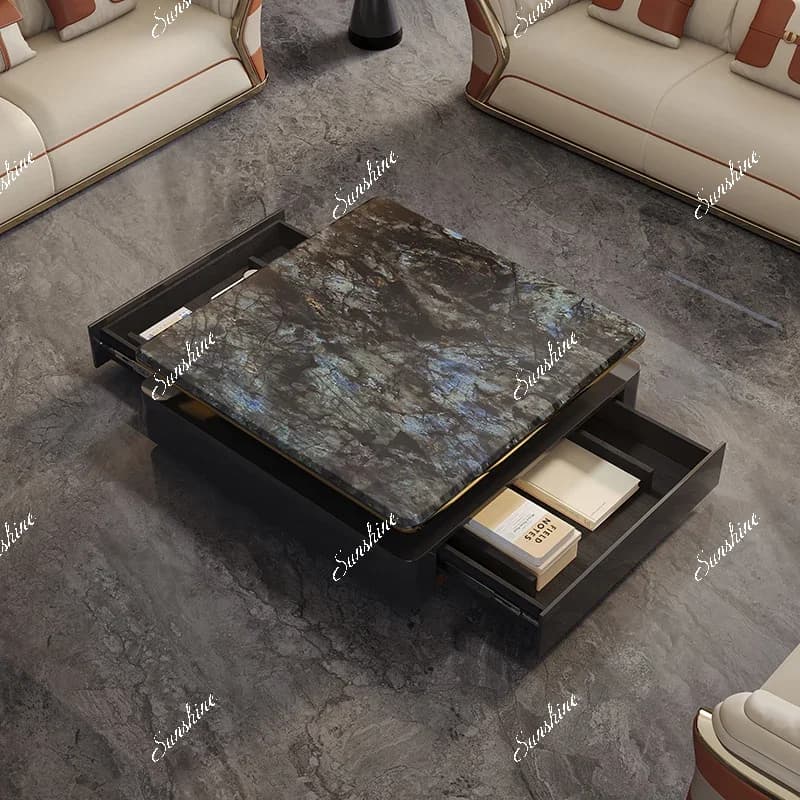Italian light luxury high-end apartment size living room square coffee table FT