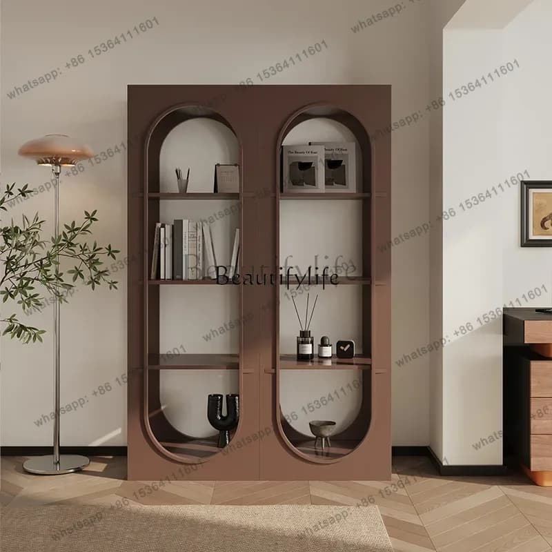FGItalian minimalist living room storage solid wood bookcase shelf wall bookcase