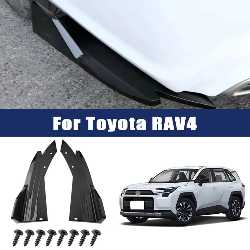 2pcs Car Rear Bumper Spoiler Lip Carbon Fiber Wing Trim Anti-crash Diffuser Side Skirt Wrap Angle Splitter For Toyota RAV4