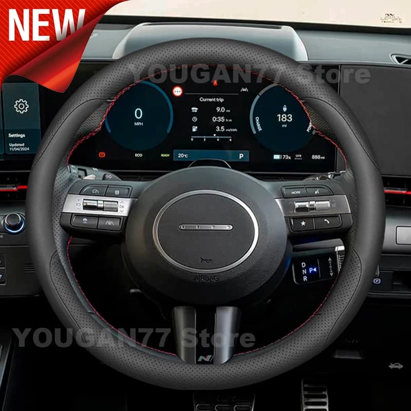Leather Car Steering Wheel Cover For Hyundai KONA 2018-2024 2025 Covers For Covers Auto Interior Hyundai Sonata 2025 Accessories