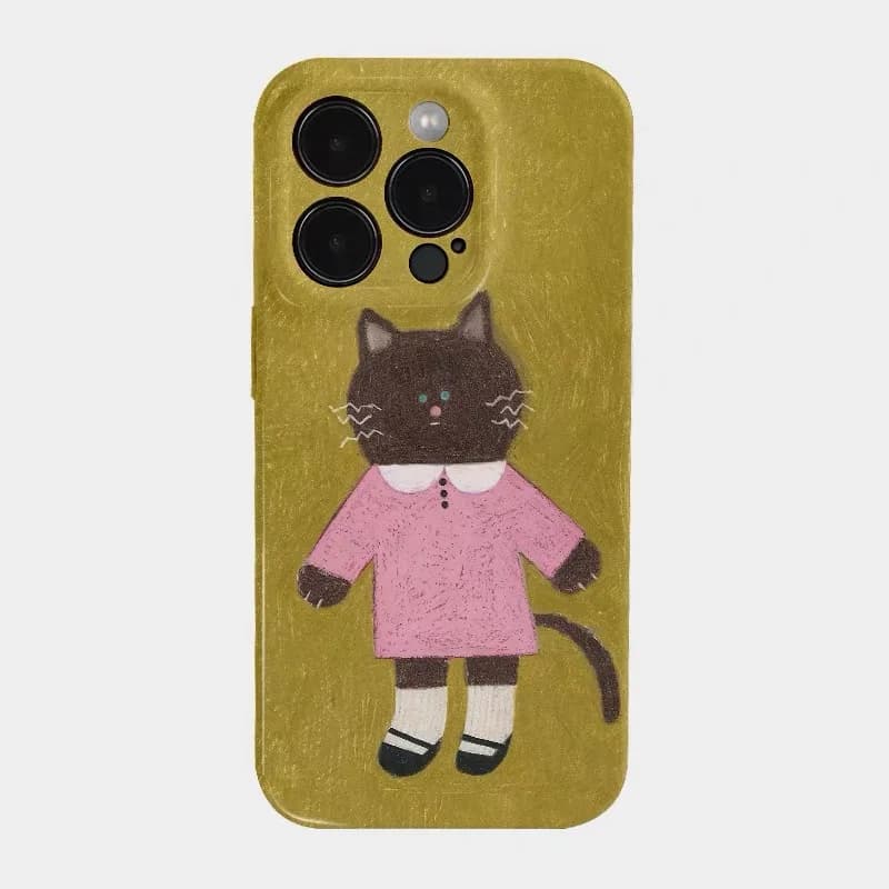 Yellowish Yellow Silly Cat Phone Case for IPHONE 17 Air 16E 15 PROMAX 14 Plus 13 12 MINI 11 PRO 16Plus XR XS Acrylic Phone Cover