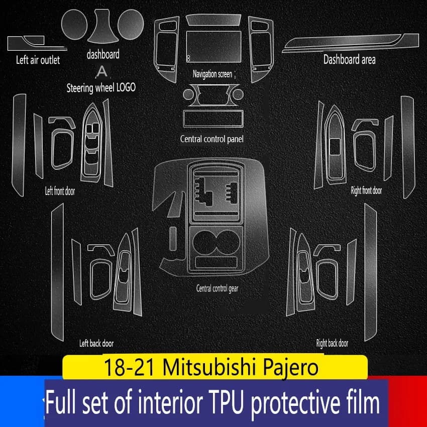 For Mitsubishi Pajero 2018-2021 Tpu Transparent Protector Film Interior Sticker Center Control Navigation Gear Car Accessories