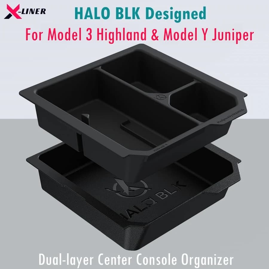 HALO BLK For Tesla Model Y Juniper / Premium / Performance 2025 & Model 3 Highland 24-26 Center Console Organizer Tray Two-Tier