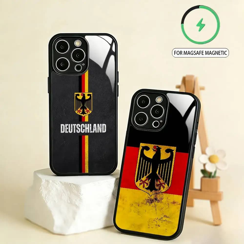 D-Deutsche F-Flagge Phone Case For iPhone17,16,15,14,13,12,11 Plus,Pro Max Magnetic For Magsafe Wireless Charging