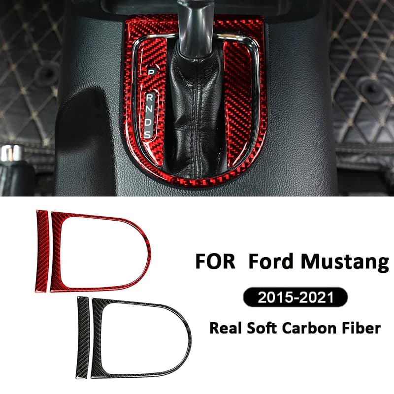 Carbon Fiber Car Central Console Gear Shifter Knob Panel Frame Decoration Sticker For Ford Mustang 2015-2021 Interior Parts