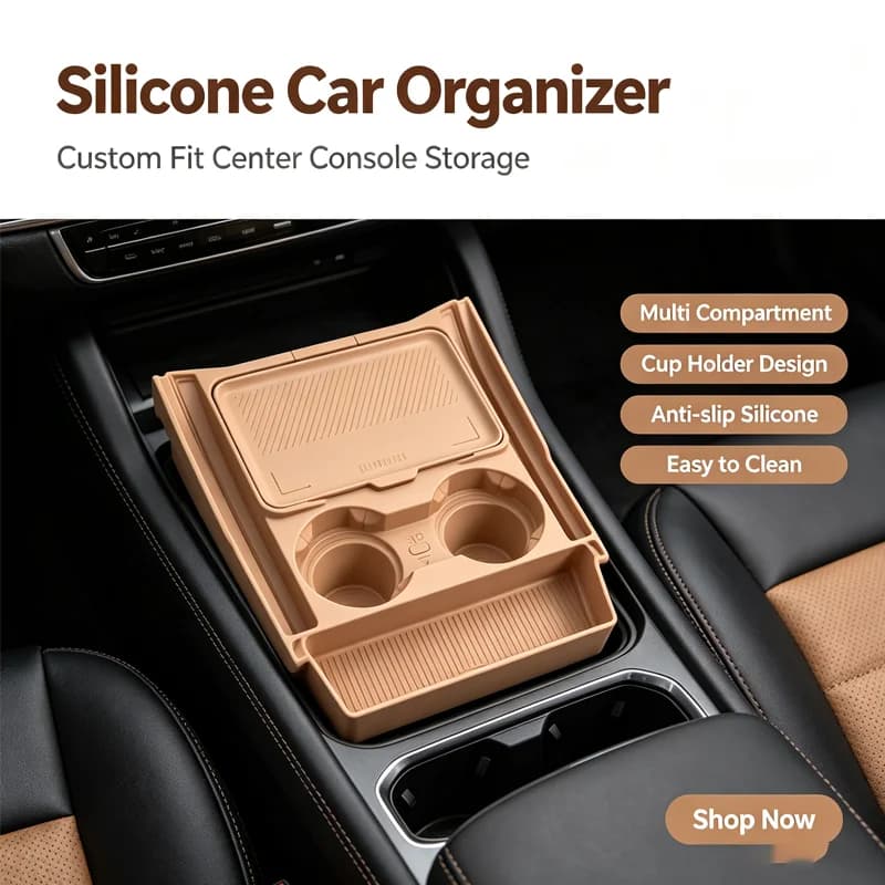 For Jetour Traveler 2026 Center Console Lower Storage Box, Drop-in Silicone Organizer Tray with Sunglasses Holder