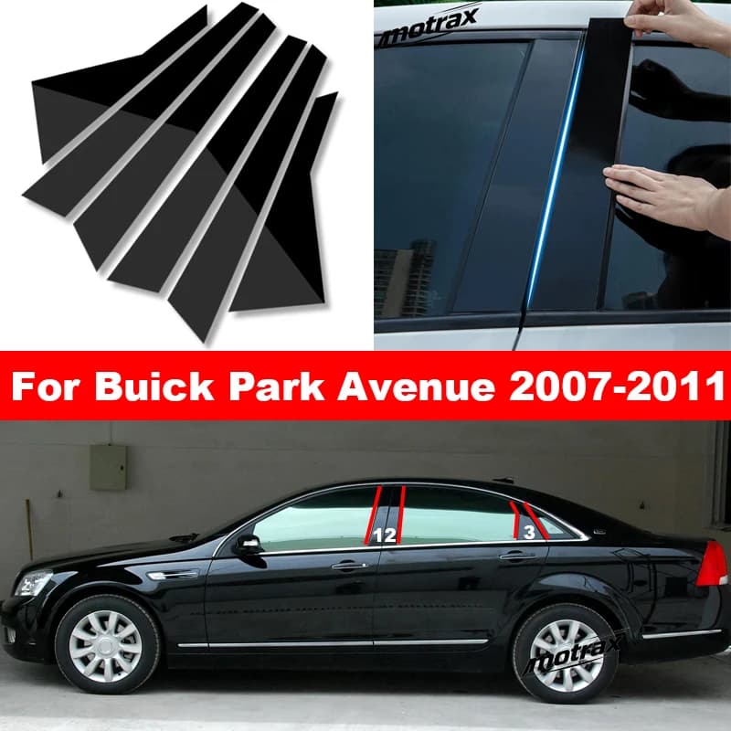 For Buick Park Avenue 2007 2008 2009 2010 2011 Car Glossy Door Trim Pillar Posts Middle Window Trim B C Column Sticker Cover