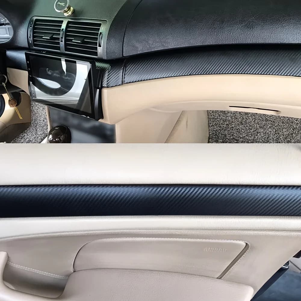 For BMW 3 Series E46 (1998-2005) Carbon Fiber Interior Trim Adhesive Film Stickers For Center Console Gear Shift Dashboard