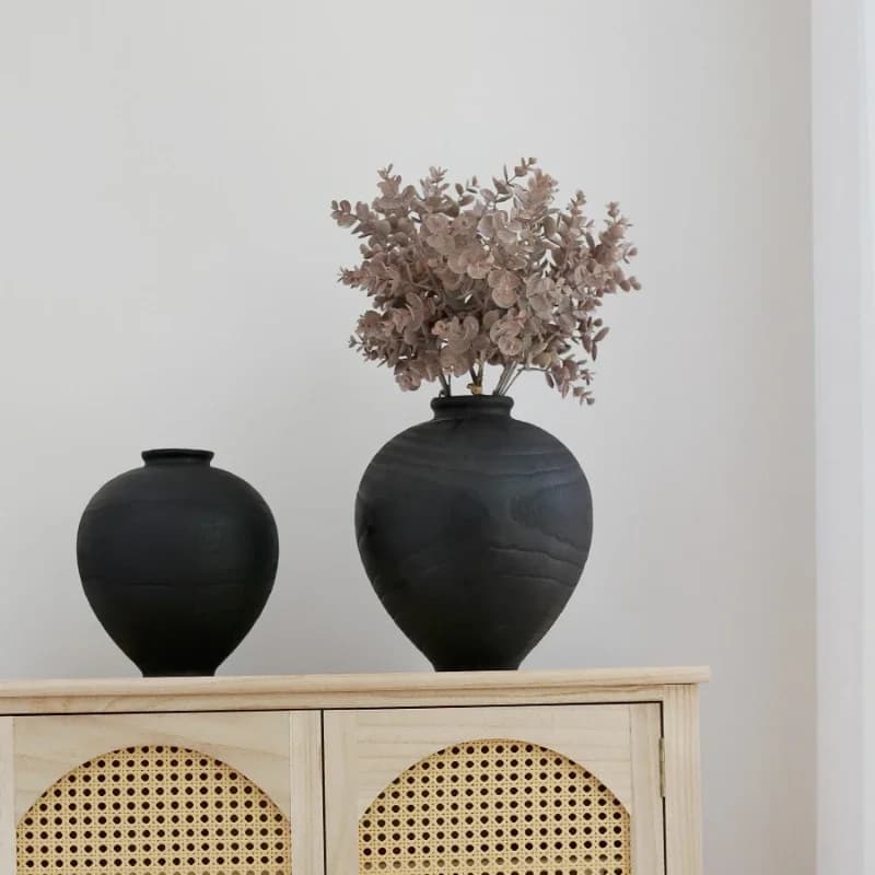 Wood Retro Vase Medieval Wabi-Sabi Wood Grain Vase Retro Flower Arrangement Ornaments for Home ,B & B Living Room
