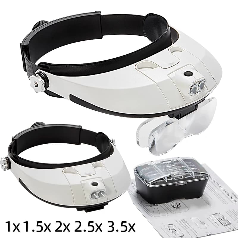 Repair Tool Magnifying Glass With Led Lights 1X 1.5X 2X 2.5X 3.5X 2LED Head-Mounted Illuminating Magnifier Glasses Loupe