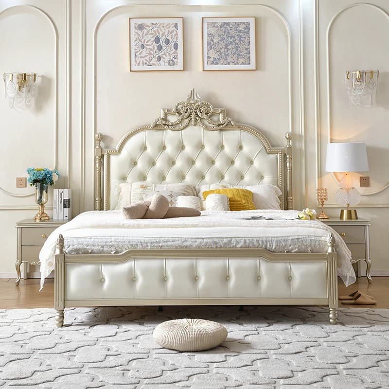 Rustic Design Cute Double Bed Frame Base White Modern Storage Double Bed Mattress Luxury Cheap Cama Twin Furnitures For Bedroom