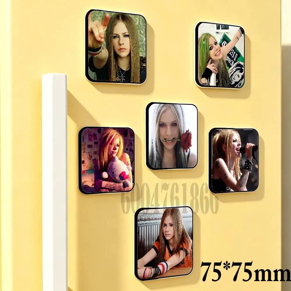 A-Avril Punk L-Lavigne 75mm Square Cute Fridge Magnet Decorative Refrigerator Magnet Home Kitchen Decoration Souvenir Gift