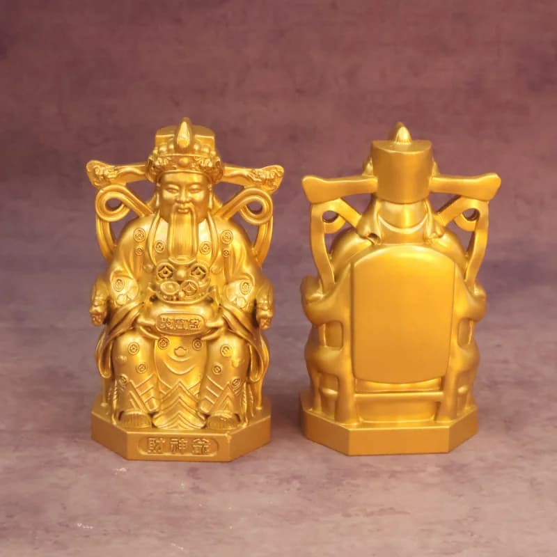 Gold-Plated Treasure Bowl of -Attracting God of Wealth Office Living Room Craft Figurine