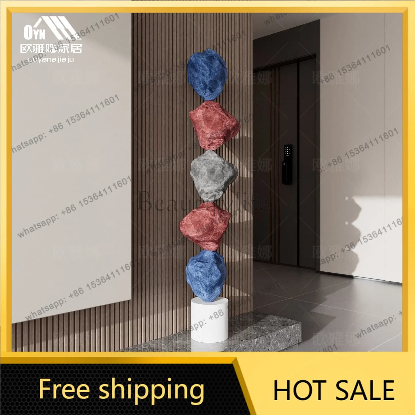 Modern simple abstract color stone sculpture creative home living room entrance decoration