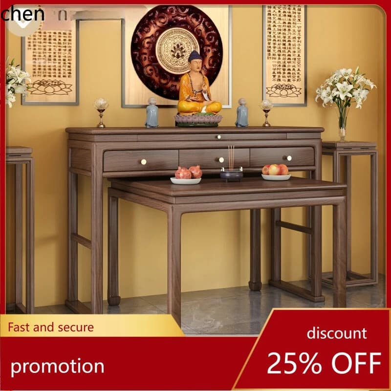 H1Household Altar Table for Worship of Guanyin and Buddha, Altar for the God of Wealth, Incense Table, Eight Immortals Table Set