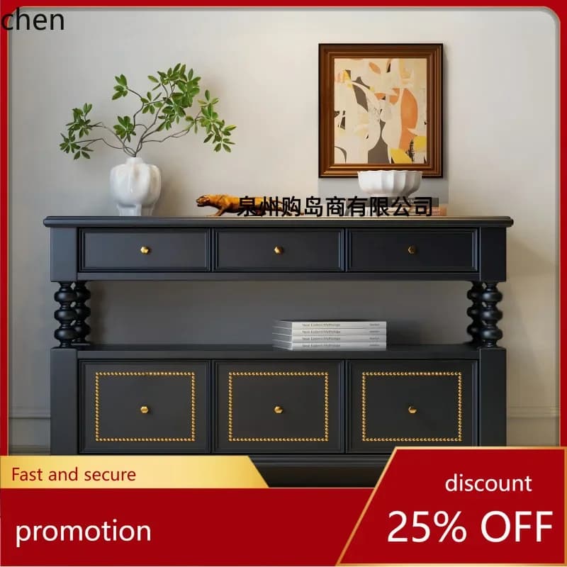 HXL Painted Sideboard Solid Wood Entryway Cabinet Simple Retro Storage Decorative Cabinet