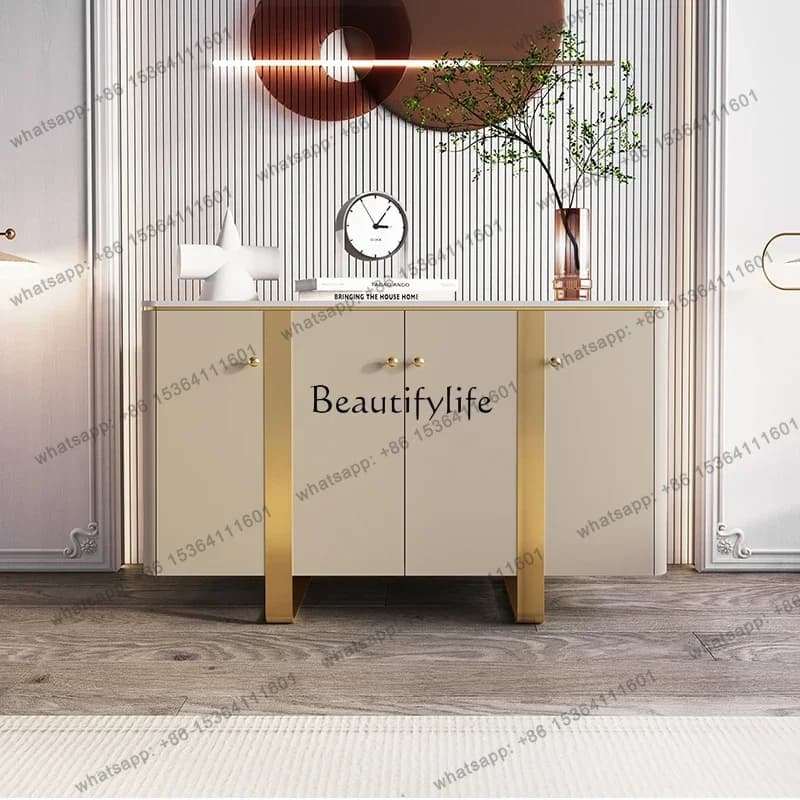 FG Light Luxury Dining Side Cabinet, Advanced Modern Simple Living Room Against The Wall, Rock Slab Mystery Cabinet