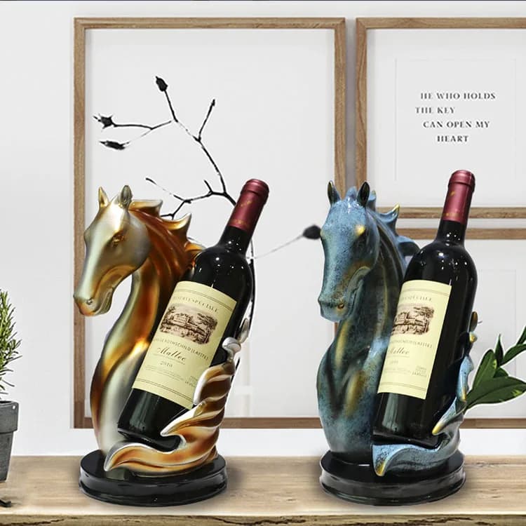 Horse-Head-Shaped Wine Rack Decoration European Style Wine Bottle Rack Living Room Table Dining Wine Cabinet Decoration Gift