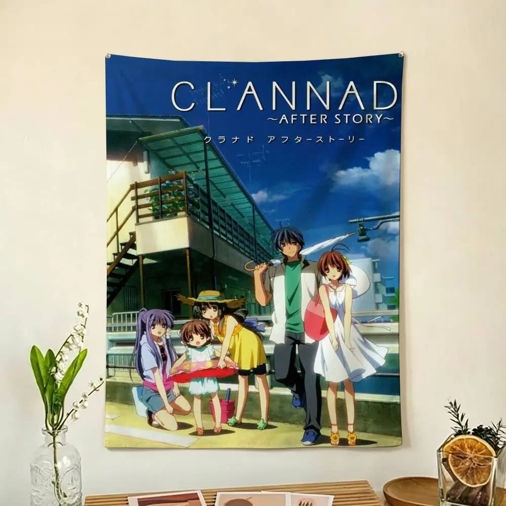 Anime C-Clannad Flags Wall Hanging Background Art Banner for Bedroom Home Outdoor Decor