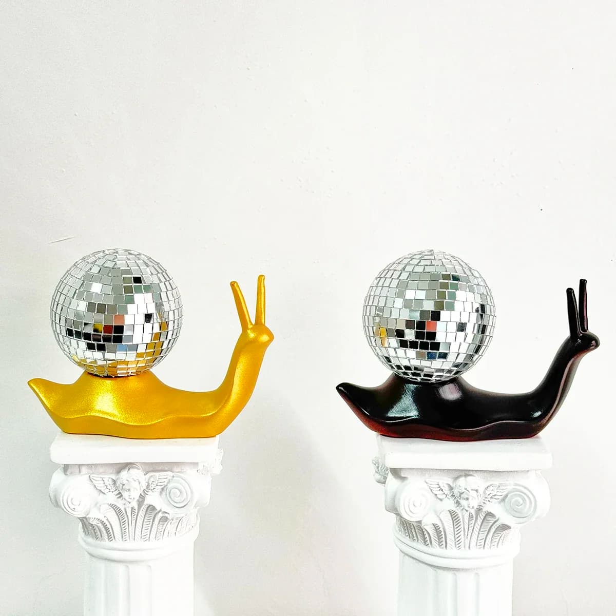 Disco Snail Miniature Snail Model Animal Figurines Retro Reflective  Disco Ball For Room Decor Table Decorations