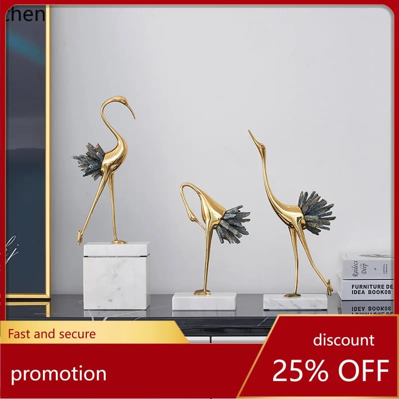 ZML New Chinese Style Crystal Crane Ornament for Home Living Room Indoor Wine Cabinet Decoration Animal Display Piece