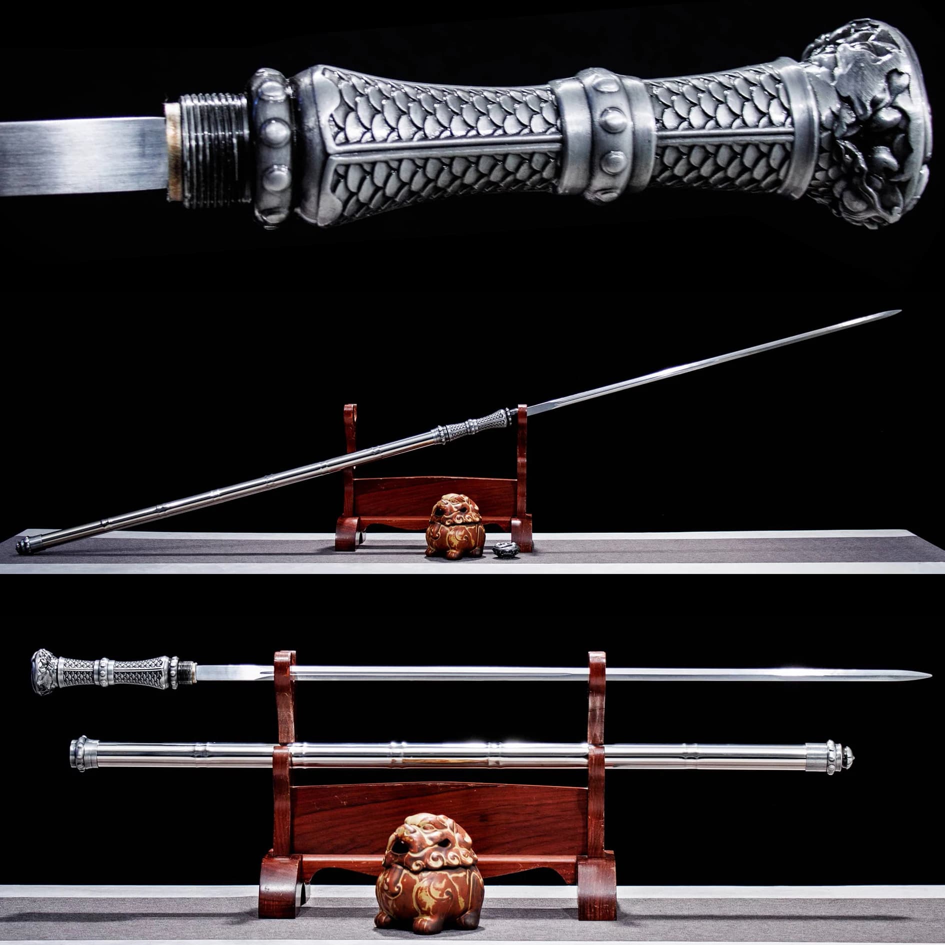 Chinese samurai sword dragon scale reverse reception staff sword katana Battle Preparation Full Tang High-carbon steel sharp
